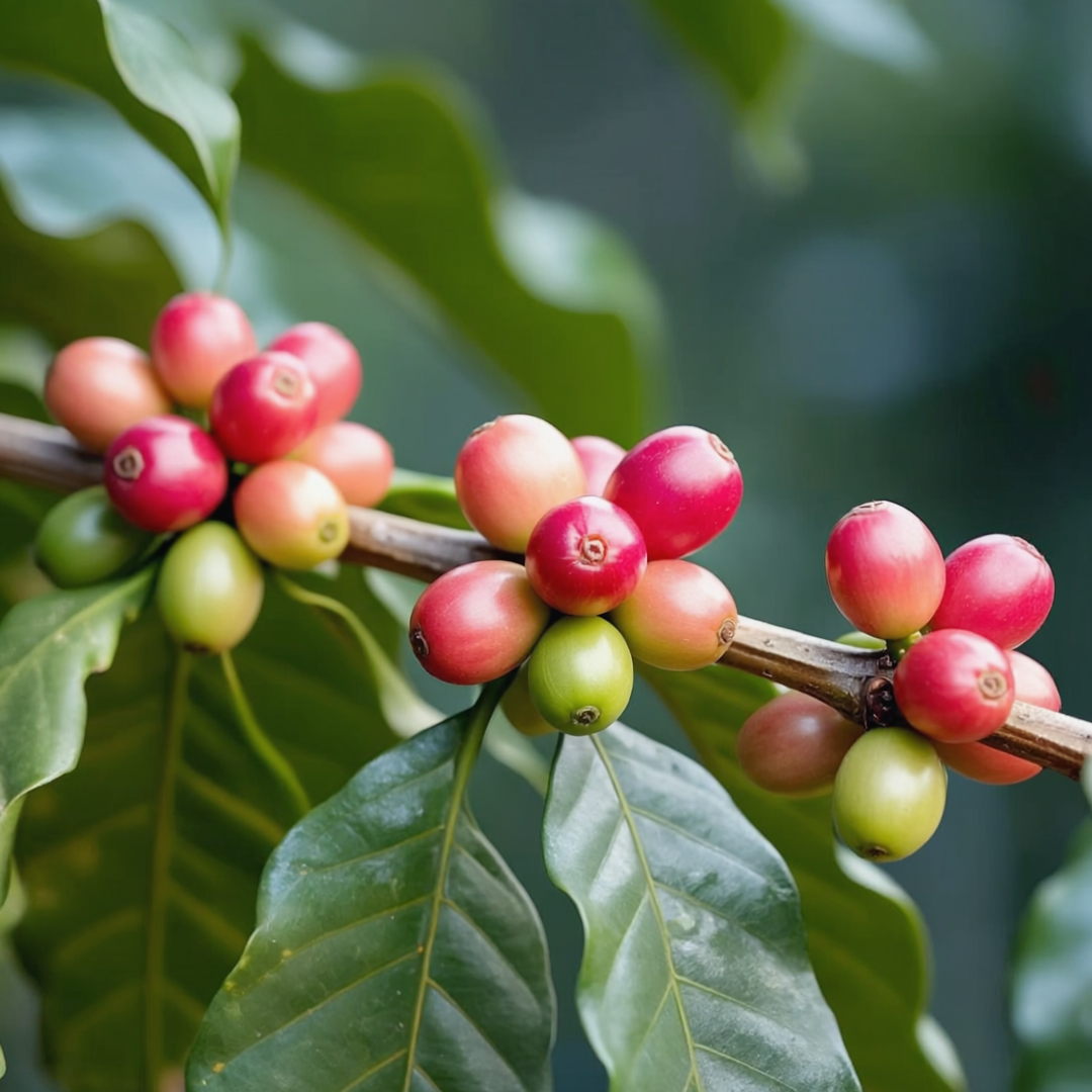 Conscious Choice - Fresh coffee cherries on plant for ethical sourcing